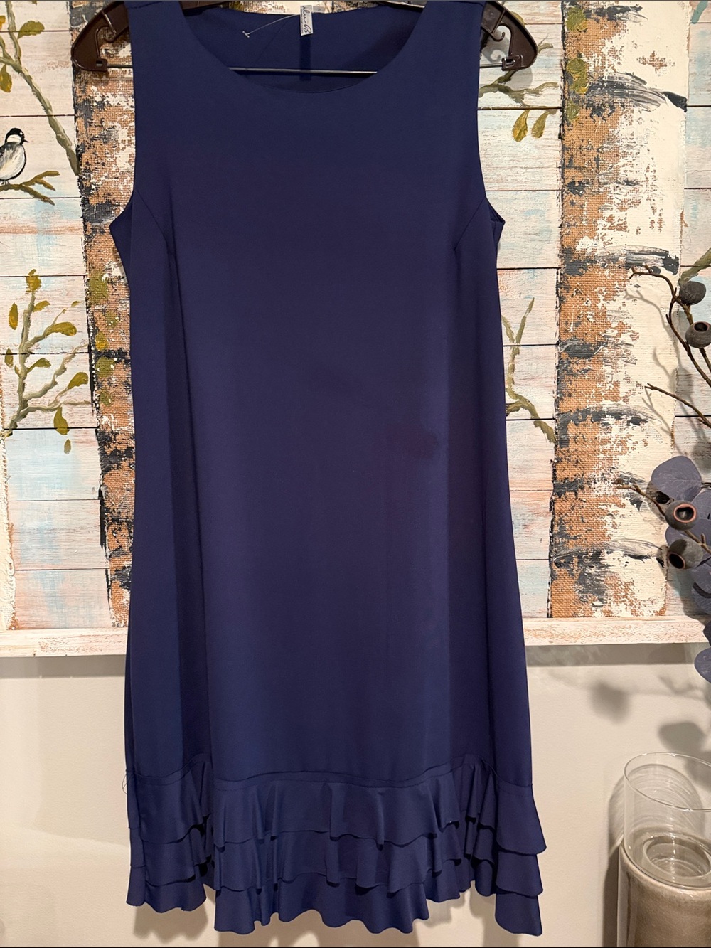 Lulu-B Navy Sleeveless Ruffle-Hem Midi Dress